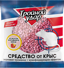 ТРОЙНОЙ УДАР Зерновая приманка от крыс, пакет 130г