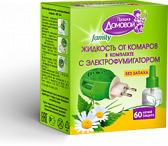 ДОМОВОЙ ПРОШКА Комплект от комаров BIO FAMILY, 60 ночей  (жидкость + электрофумигатор)