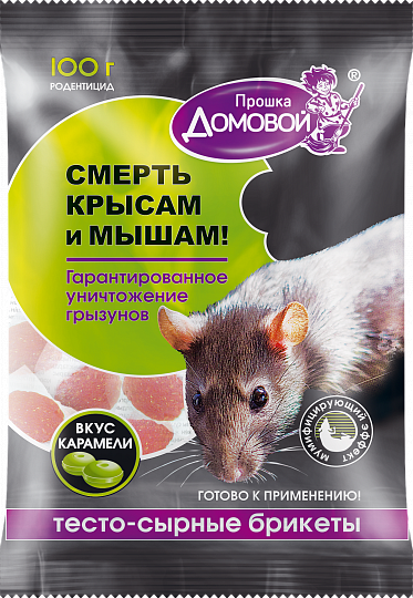 ДОМОВОЙ ПРОШКА Тесто-сырный брикет, вкус КАРАМЕЛИ, пакет 100г